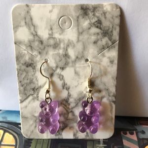 Purple teddy bear earrings
